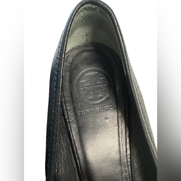 Tory Burch Pebble Black Leather Flats Size 8.5 - Picture 6 of 9
